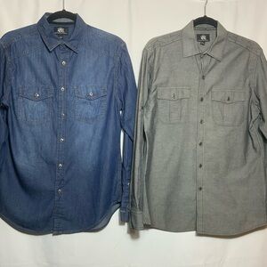 Rock & Republic Blue and Gray Casual Button-Down Shirts